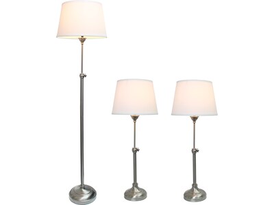 Lalia Home Perennial 58.5"/30" Brushed Nickel Three-Piece Floor/Table Lamp Set with Tapered Shades (LHS-1005-BN)