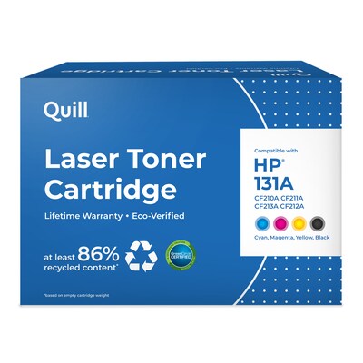 Quill Brand® Remanufactured B/C/Y/M Standard Laser Toner Cartridge Replacement for HP 131A, 4/PK (CF