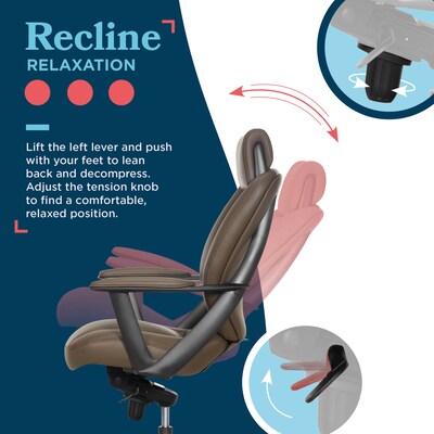 La-Z-Boy Vannes Ergonomic Polyurethane Swivel Executive Chair, Brown (60101-BRN)