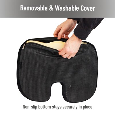 Mind Reader Memory Foam Office Chair Ergonomic Orthopedic Cushion, Black (SEACUSH-BLK)