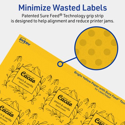 Avery Hemp Arched Laser/Inkjet Multipurpose Labels, 3" x 2-1/4", Off-White (72/Pack)