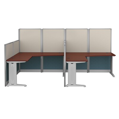 Regency Instant Office 63"H x 129"W 2 Person L-Shaped Cubicle Panel Workstation, Hansen Cherry (IO36494-03K-2P)