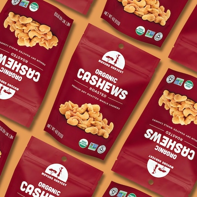 Mavuno Harvest Organic Dry Roasted Cashews, 4 oz., 6 Bags/Pack (MAHW-CASH4OZ6PK)