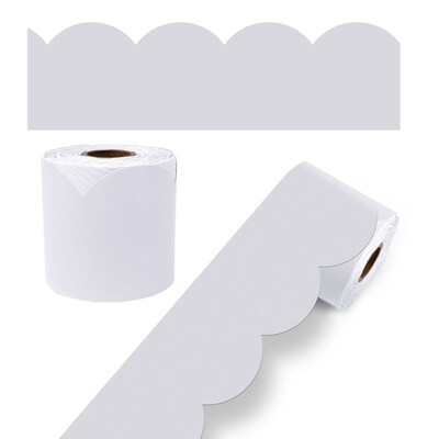 Carson Dellosa Education Rolled Scalloped Bulletin Board Border, 3" x 65', Whisper Gray, 3/Bundle (CD-108538-3)