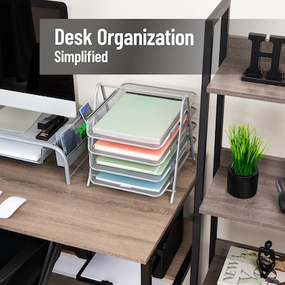 Mind Reader Metal Mesh Front Loading Letter Tray, Letter/Legal Size, Silver (4TPAPER-SIL)