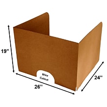 Classroom Products Foldable Cardboard Freestanding Privacy Shield, 19H x 26W, Kraft, 10/Box (1910
