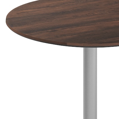 Flash Furniture Acadia 36" Round Wooden Dining Table with X-Base, Dark Brown/Silver Base (STRD36WBRT3030S)