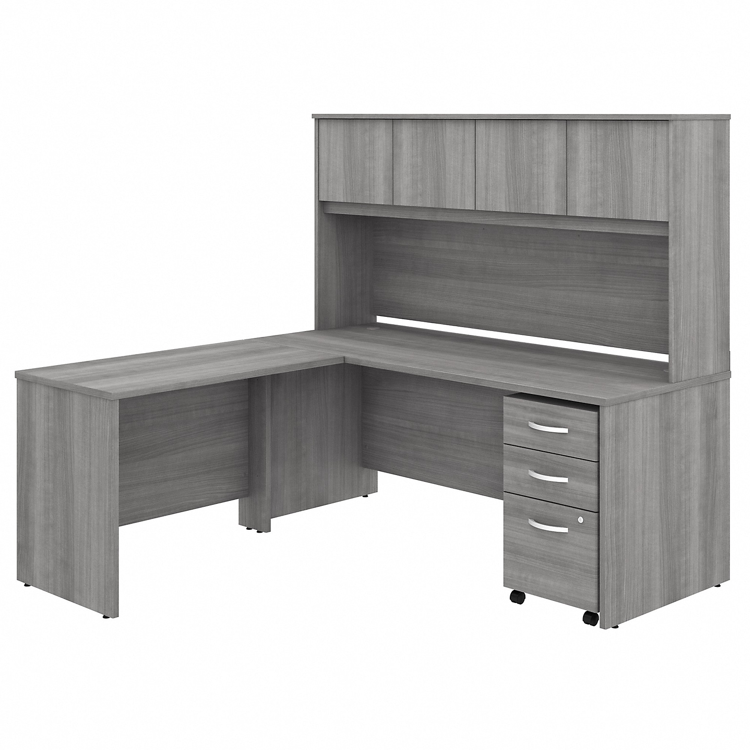 Bush Business Furniture Studio C 72W L Shaped Desk with Hutch, Mobile File Cabinet and Return, Platinum Gray (STC006PGSU)