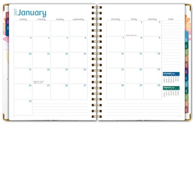 2027 Excello Brands Fashion Planner 8.5" x 11" Calendar Year Weekly & Monthly, Hardcover, Rainbow Floral