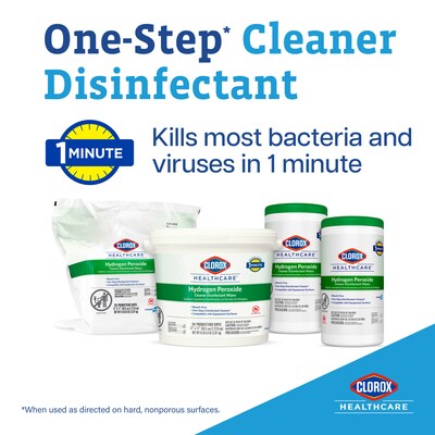 Clorox Healthcare Hydrogen Peroxide Cleaner Disinfectant Wipes, 95 Wipes/Canister, 6/Carton (30824)