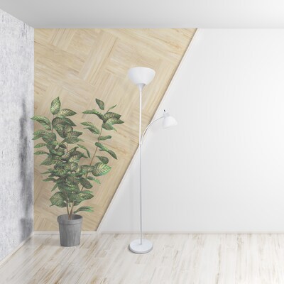Creekwood Home Essentix 71.5" Metal Floor Lamp with Dome Shades, White (CWF-3000-WH-LB)