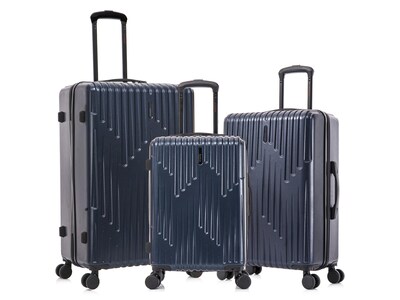 InUSA Drip Hardside Spinner Luggage Set, TSA Checkpoint Friendly, Blue (IUDRISML-BLU)
