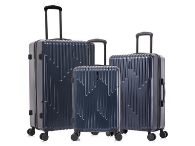 InUSA Drip Polycarbonate/ABS 3-Piece Luggage Set, Blue (IUDRISML-BLU)