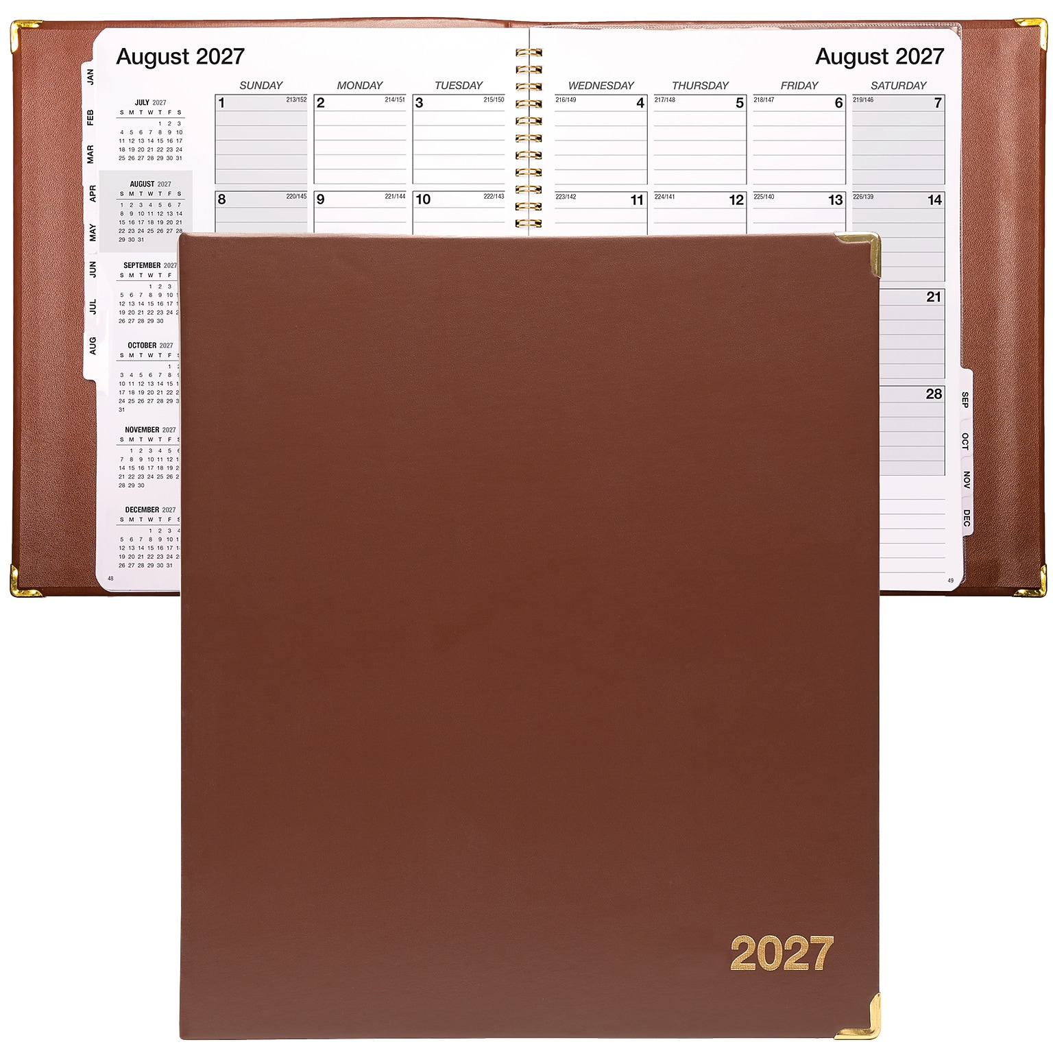 2027 Excello Brands 10 x 11.5 Monthly Standard Planner, Faux Leather Cover, Brown (CM-CY27-8511-BN)