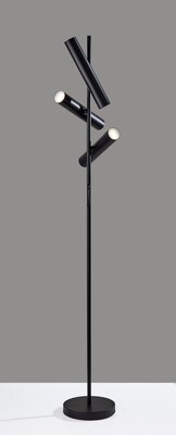 Adesso Greer 71"H Matte Black Floor Lamp with 3 Cylindrical LED Shades (4216-01)