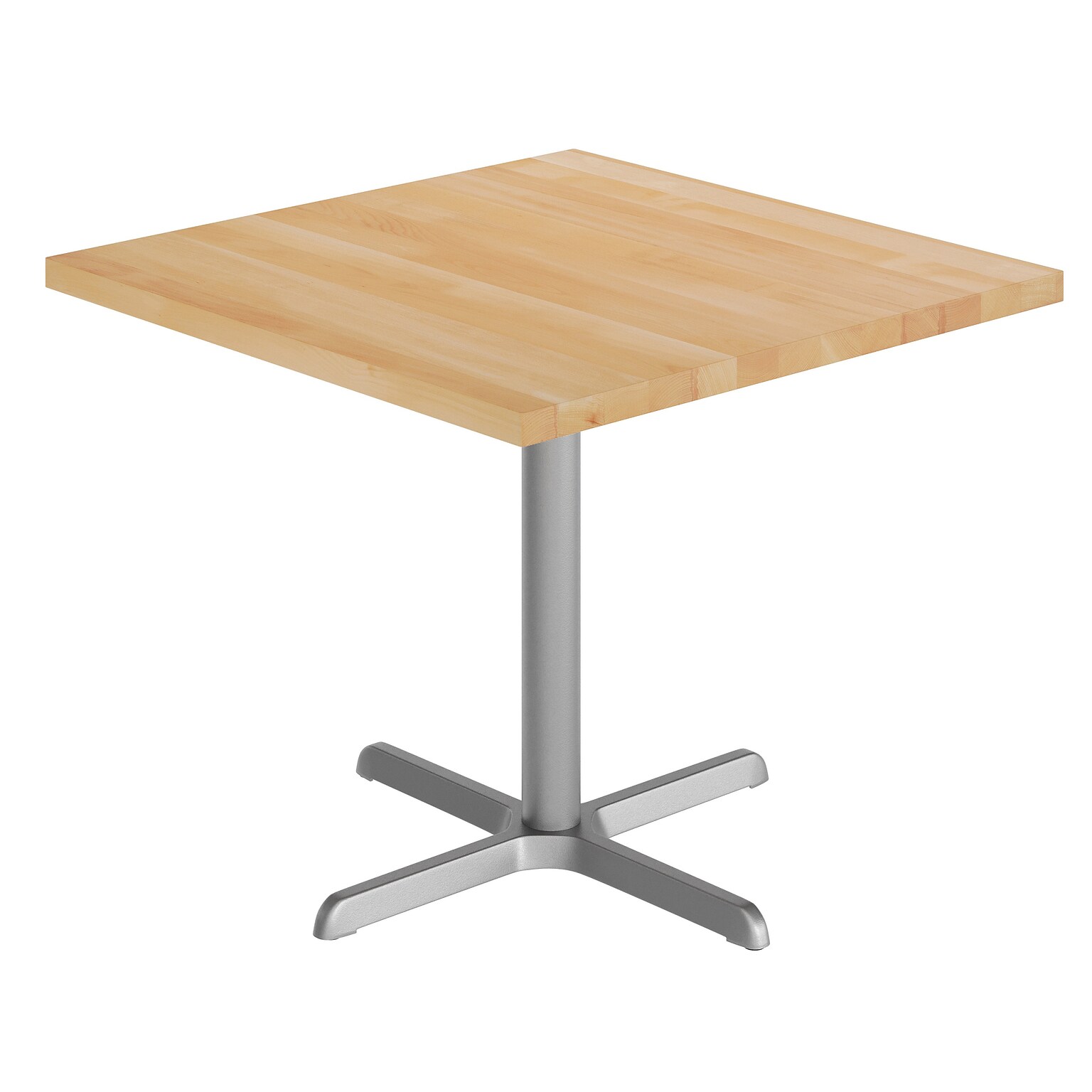 Flash Furniture Bennett Square Shaped Wooden Commercial Indoor Table, 36 x 36, Natural Top/Silver Base (GSFSQ36NTT3030S)