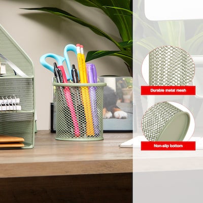 Staples Metal Mesh Pen Cup, Sage Green (ST63818)