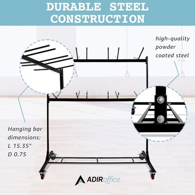 AdirOffice Two Tier Steel Chair Cart, 84 Chair Capacity, Black (690-03)
