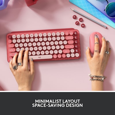 Logitech POP Keys Wireless Bluetooth Mechanical Keyboard, Heartbreaker (920-010709)