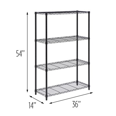 Honey-Can-Do 4-Tier 250lb. Capacity Shelving Unit, Black (SHF-01908)