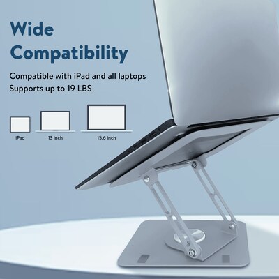 Uncaged Ergonomics 10.2" x 10" Metal Swivel Laptop Stand 2.0, Silver  (SLS-Silver)