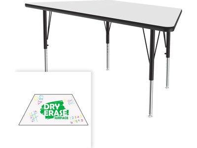 Correll Trapezoid Activity Table, 60 x 30, Height-Adjustable, Frosty White/Black (A3060DE-TRP-80)