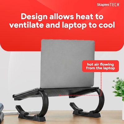 Staples TECH 14.75 x 11.25 Steel Adjustable Laptop Stand, Black (51232)