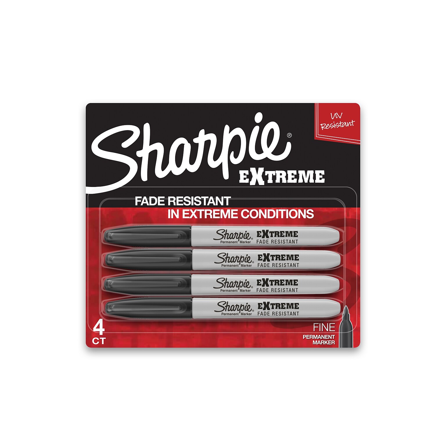 Sharpie eXtreme Permanent Markers, Fine Tip, Black, 4/Pack (1927436)