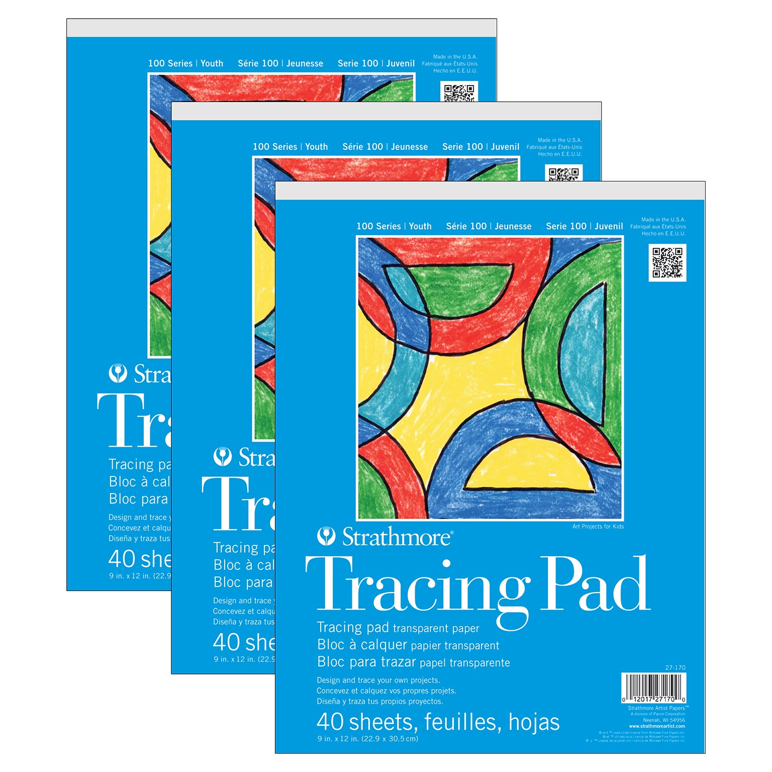 Strathmore 100 Series 9 x 12 Tracing Sketch Pad, 40 Sheets/Pad, 3/Bundle (STTP271701-3)