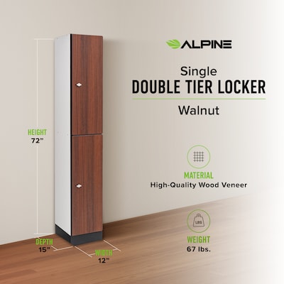 Alpine Industries 72" 2-Tier 1-Column Storage Locker, Walnut (701-W-1-MK)
