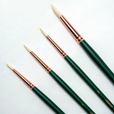 Silver Brush Hog Bristle, Grand Prix Small Round Brushes, 4/Pack (SLVGP1066)