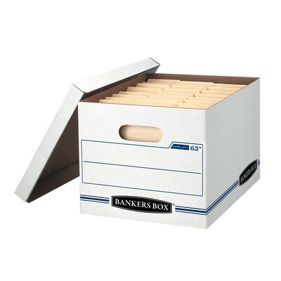 Bankers Box Easylift Corrugated File Storage Boxes, Lift-Off Lid, Letter/Letter Size, White/Blue, 12/Ct (0006301)