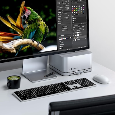 Mac Mini Stand & Hub with NVMe SSD Enclosure - Silver