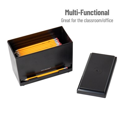 Mind Reader Plastic Straw Dispenser Pencil Dispenser, Black (STRAWDISP-BLK)