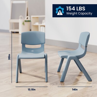 Flash Furniture Emmy Rectangular Activity Table Set, 47.25" x 23.5", Height Adjustable, Natural Woodgrain & Dusty Blue