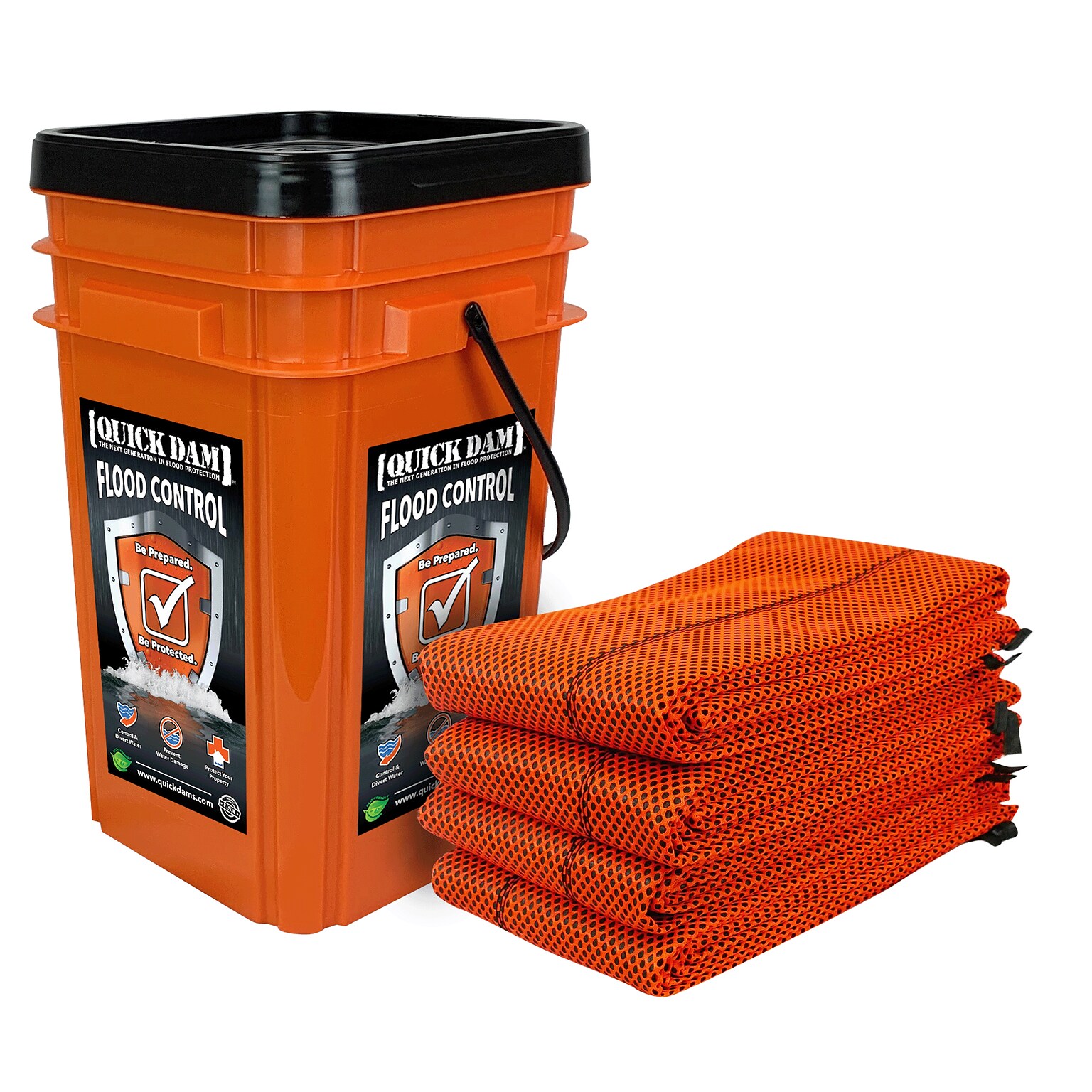 Quick Dam Hi-Vis Water Barrier, 120, Up to 8 Gal. 4/Box (QDGG10-4HV)