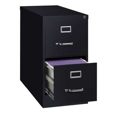 Alera Two-Drawer Economy Vertical File, Letter-Size File Drawers, 15" x 26.5" x 28.37", Black (ALEHVF152629BL)