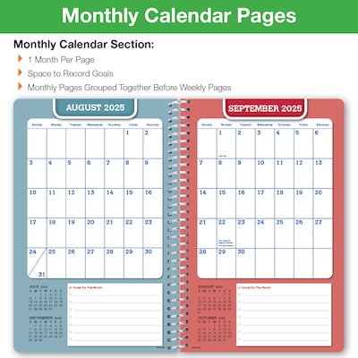 2025-2026 Global Printed Products White Brick 5.5" x 8.5" Academic Weekly & Monthly Planner,  Paper Cover