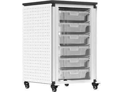 Luxor Mobile 6-Section Modular Classroom Storage Cabinet, 28.75"H x 18.2"W x 18.2"D, White (MBS-STR-11-6S)