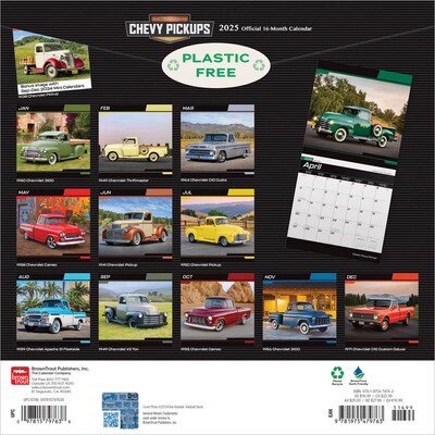 2025 BrownTrout Classic Chevy Pickups 12 x 24 Monthly Square Wall Calendar, (9781975479763)