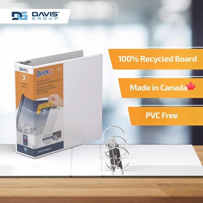 Davis Group QuickFit 3" 3-Ring Standard Binders, White, 6/Pack (88050-06)