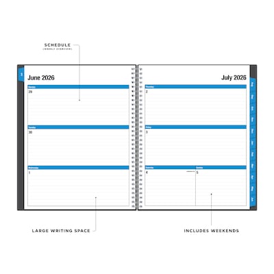 2026-2027 Blue Sky Collegiate 8 x 11 Academic Year Weekly & Monthly Planner, Plastic Cover, Gray (100135-A27)