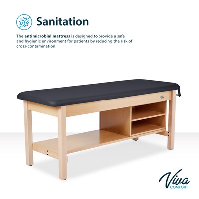 Aristo Wood H-Brace Physician Exam Table with Shelf, Cabinet, Paper Cutter, and Holder, 500lbs. Capacity, Black
