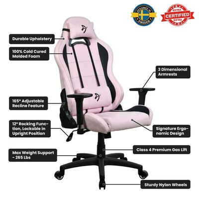 Arozzi Torretta Supersoft Microfiber Ergonomic Racing Gaming Chair, Pink (TORRETTA-SPSF-PNK)