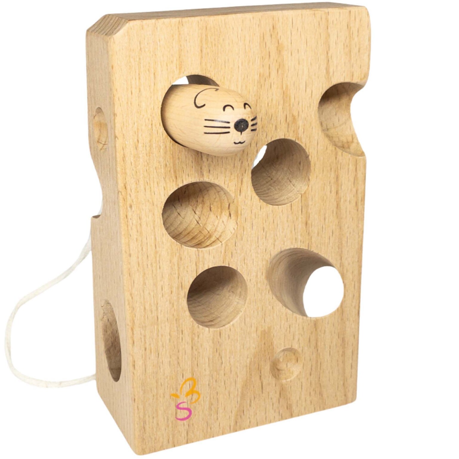 Extasticks Cheesalino Wooden Lacing Cheese and Mouse Toy (EXAE3305)