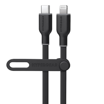 HyperGear Flexi Pro USB-C to Lightning Soft-Touch Silicone Fast Charge and Sync Cable, 10 ft., Black (16008)
