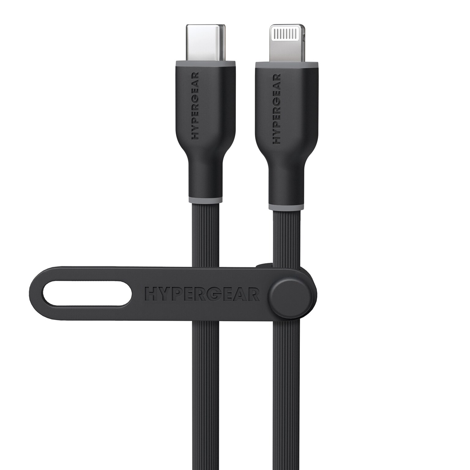 HyperGear Flexi Pro USB-C to Lightning Soft-Touch Silicone Fast Charge and Sync Cable, 10 ft., Black (16008)