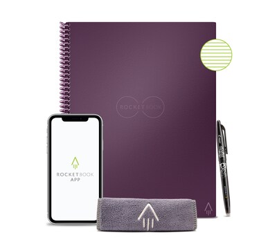 Rocketbook Core Reusable Smart Notebook, 8.5" x 11", Lined Ruled, 32 Pages, Plum (EVR2-L-K-CRR)