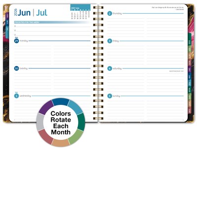 2026-2027 Excello Brands 8.5" x 11" Academic Weekly & Monthly Planner, Paperboard Cover, Dark Gold Marble (FSHN-AY26-8511-55)