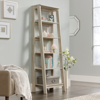 Sauder Trestle 71H 5-Shelf Bookcase, Chalked Chestnut (424122)